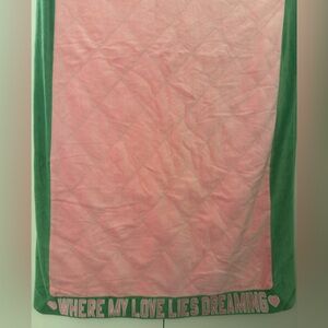 Juicy Couture  Pink and Green Blanket with Dreaming Quote